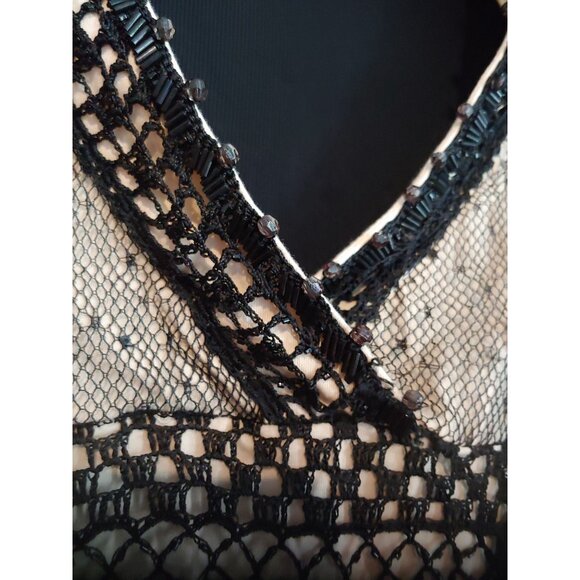 Black Crochet/Beaded Babydoll Y2k Top Dolce Cabo Rocker Metal Grunge Trash Goth - Picture 9 of 12